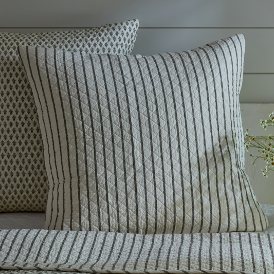 Mocha Brown Quilted Stripe Pillow Sham | By Luxe B Co. 