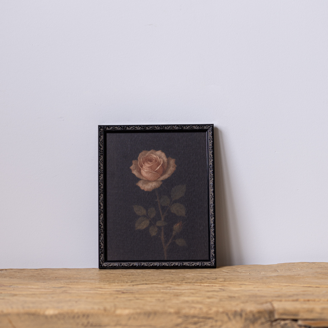 Moody Rose | Antique Inspired Black Mould Framed Art By Luxe B Co. 