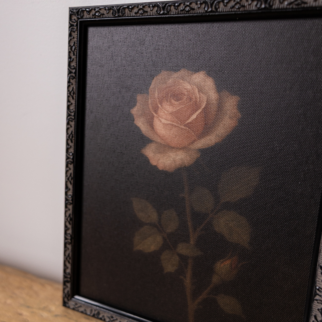 Moody Rose | Antique Inspired Black Mould Framed Art By Luxe B Co. 
