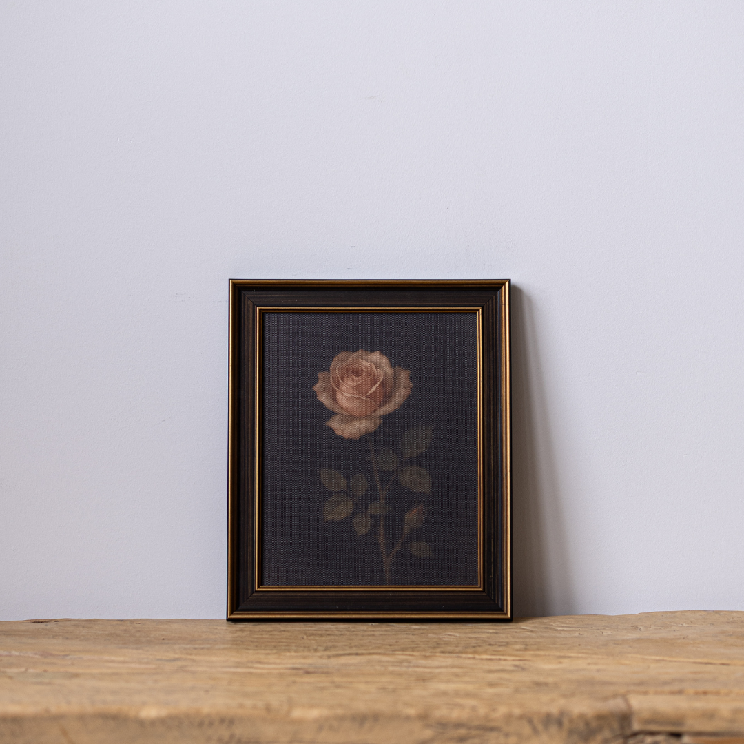 Moody Rose | Antique Inspired Brass Trim Black Framed Art By Luxe B Co. 