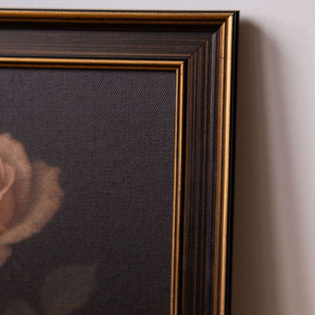 Moody Rose | Antique Inspired Brass Trim Black Framed Art By Luxe B Co. 