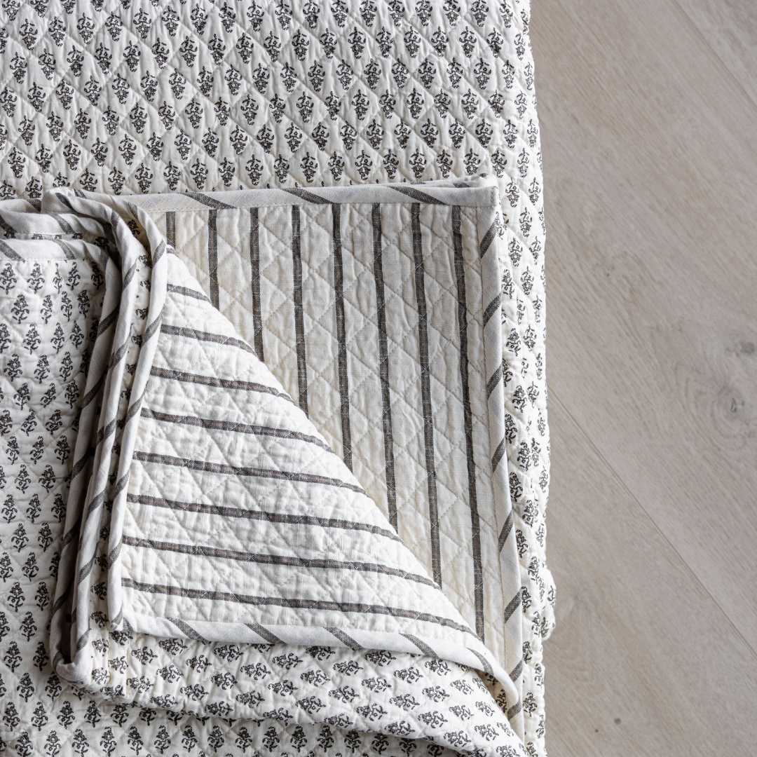 Motif Printed Brown Quilt | By Luxe B Co.