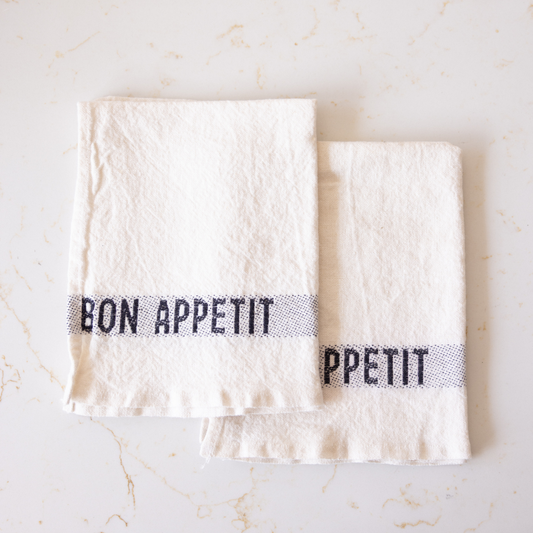 Napkin/Placemat, Bon Appetit White Black | By Luxe B Co.