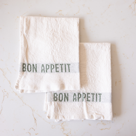 Napkin/Placemat, Bon Appetit White Kaki | By Luxe B Co.