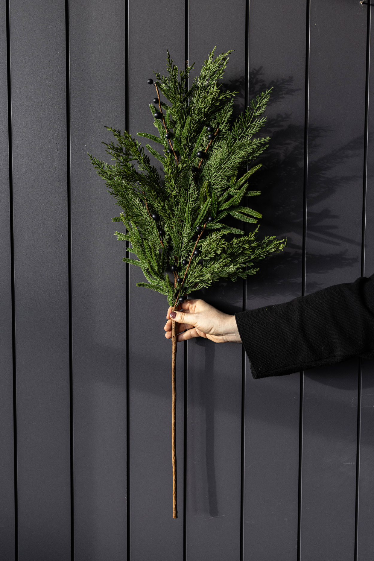 Navy Plum Berry Norfolk Cypress Real Touch Stems - Luxe B Co