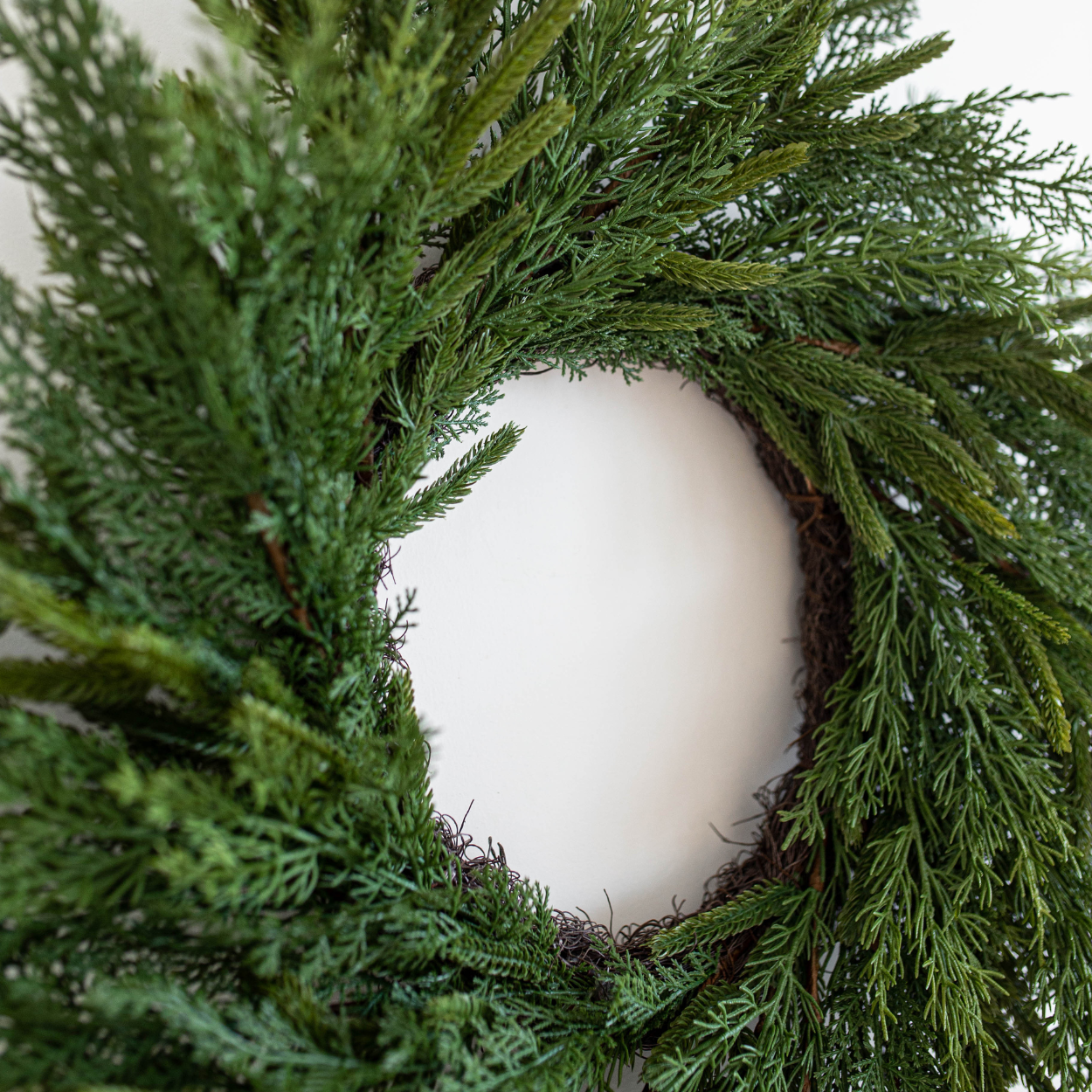 Norfolk & Cypress Pine Mixed Wreath 24" | By Luxe B Co. 