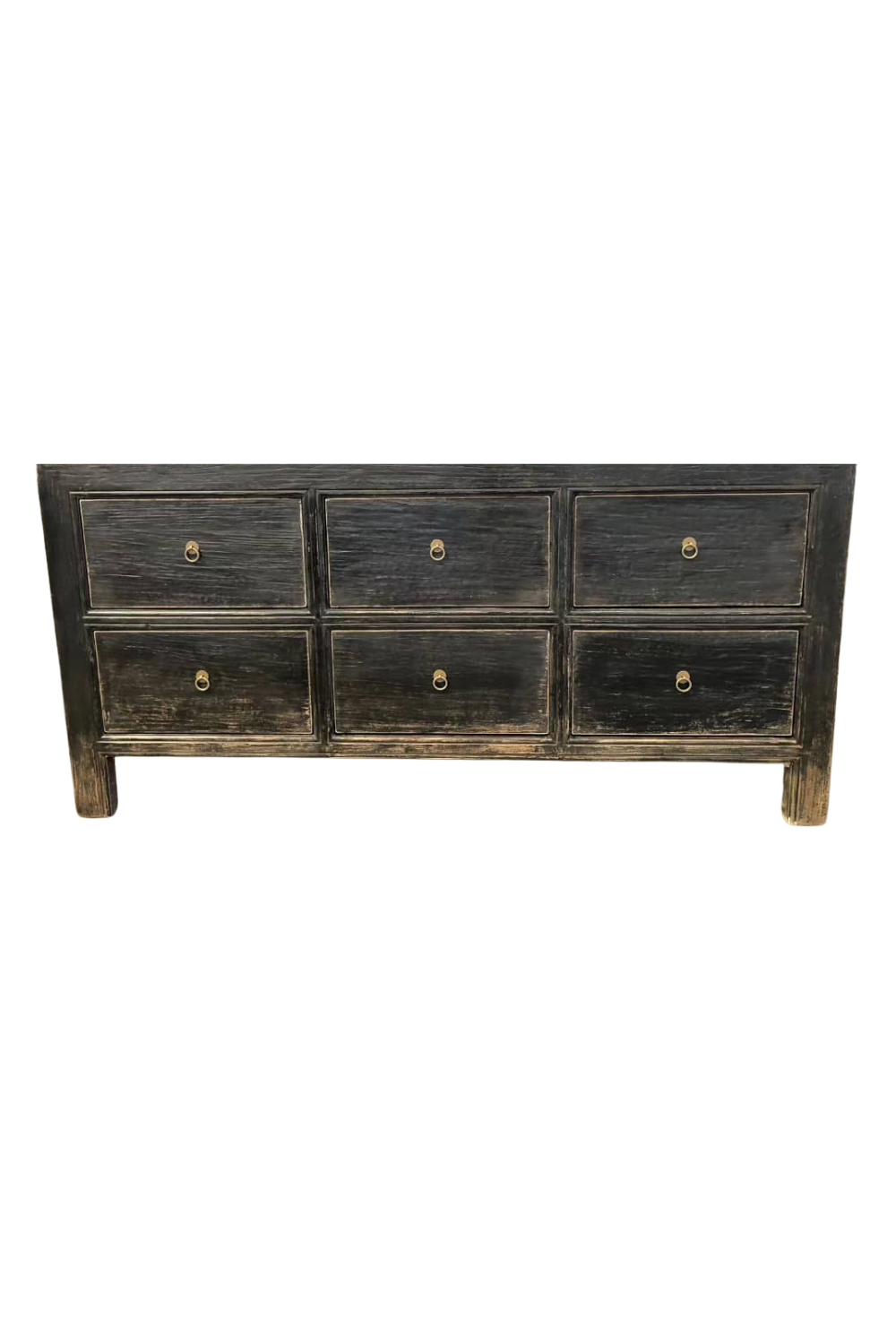 Ojai Elm Wood Black Six Drawer Console | By Luxe B Co. 