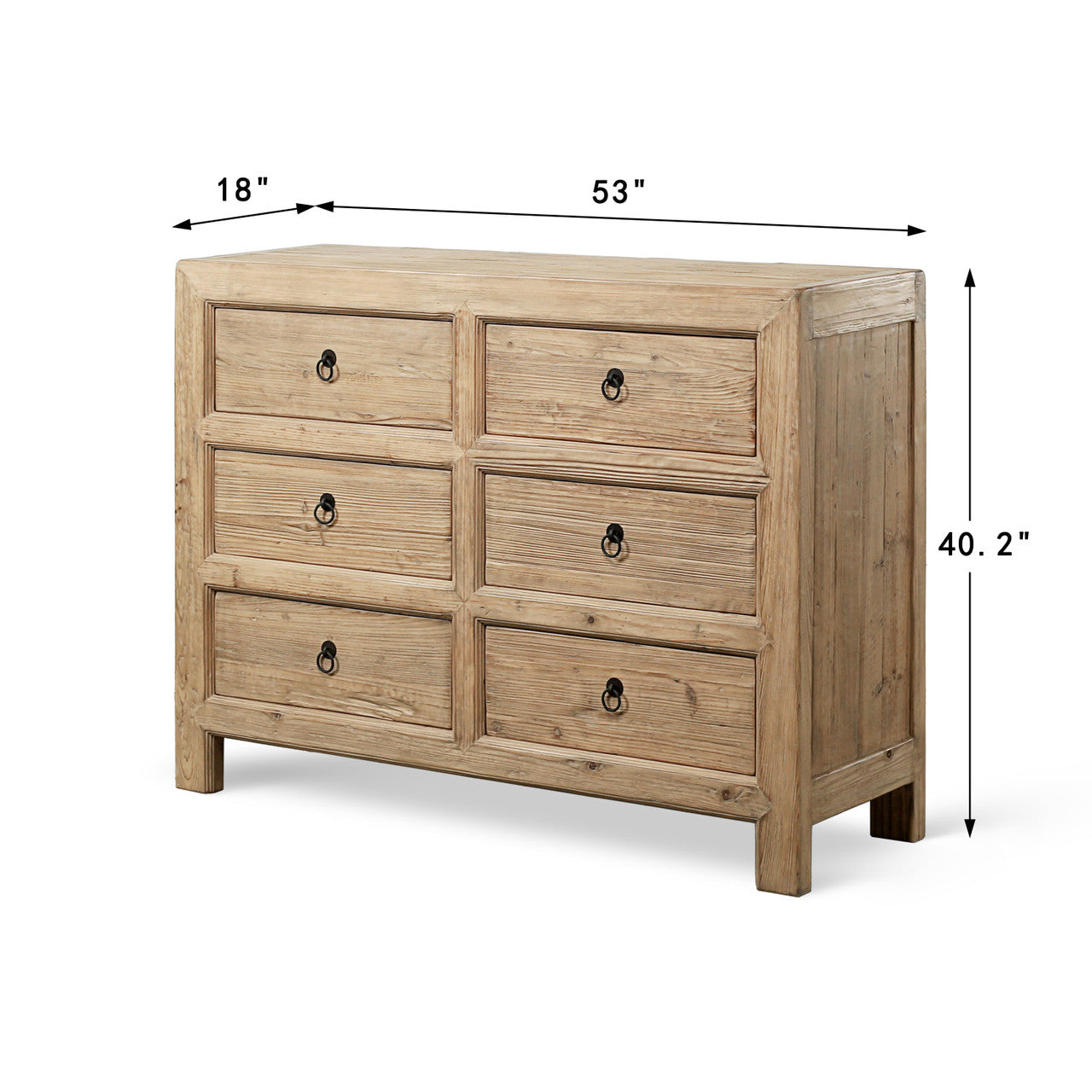 Ojai Reclaimed Elm Wood Elm Eight Tall Drawer Console | By Luxe B Co.