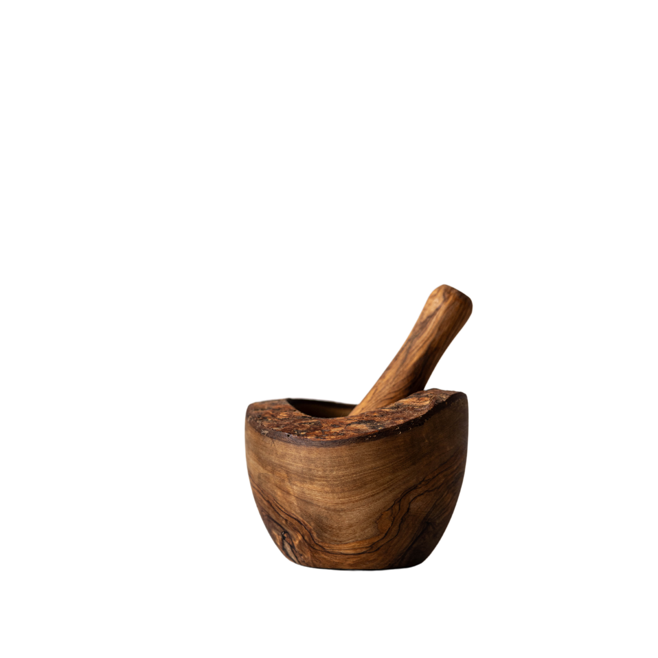 Olive Wood Round Mortar | By Luxe B Co.