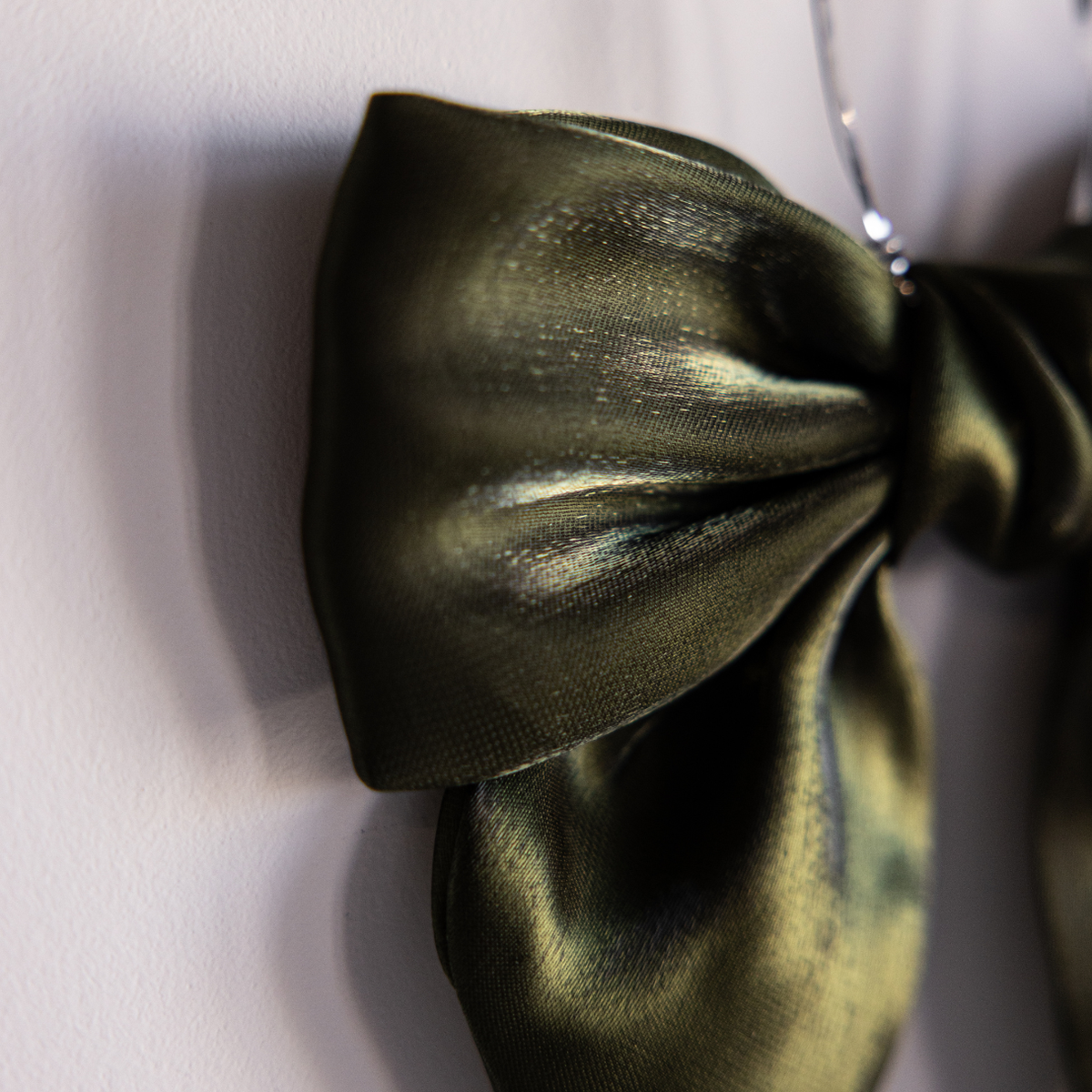 Set of three olive green gauze bows by Luxe B Co, soft fabric hair accessories with a stylish, lightweight design.