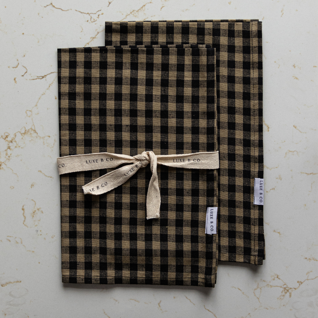 Olive Green Gingham Kitchen Dish Towel | By Luxe B Co.