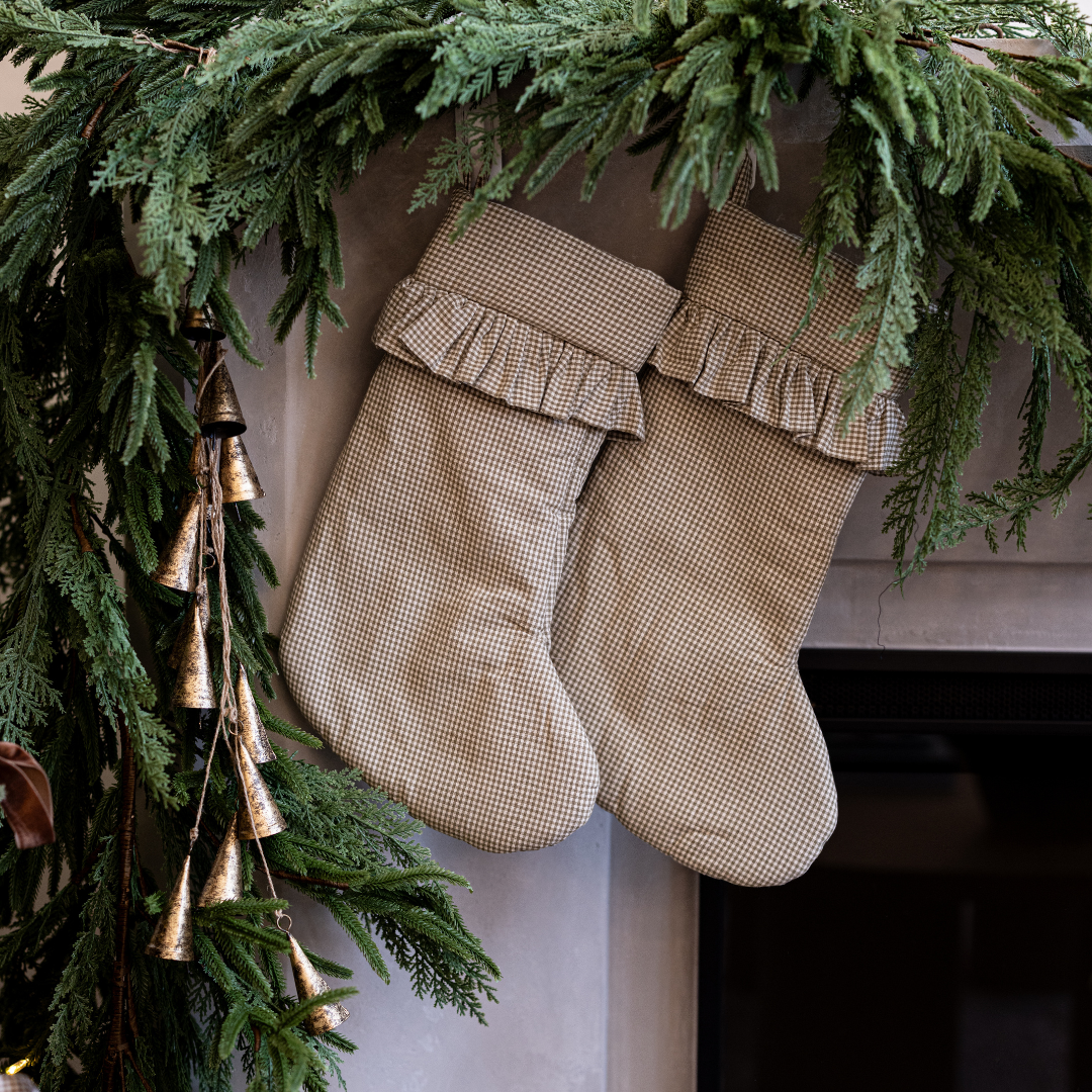 Olive Mini Gingham Holiday Stocking By Luxe B Co. 