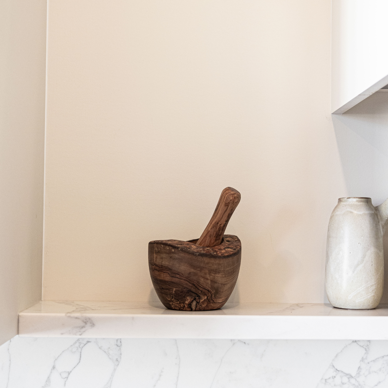 Olive Wood Round Mortar & Pestle | By Luxe B Co.