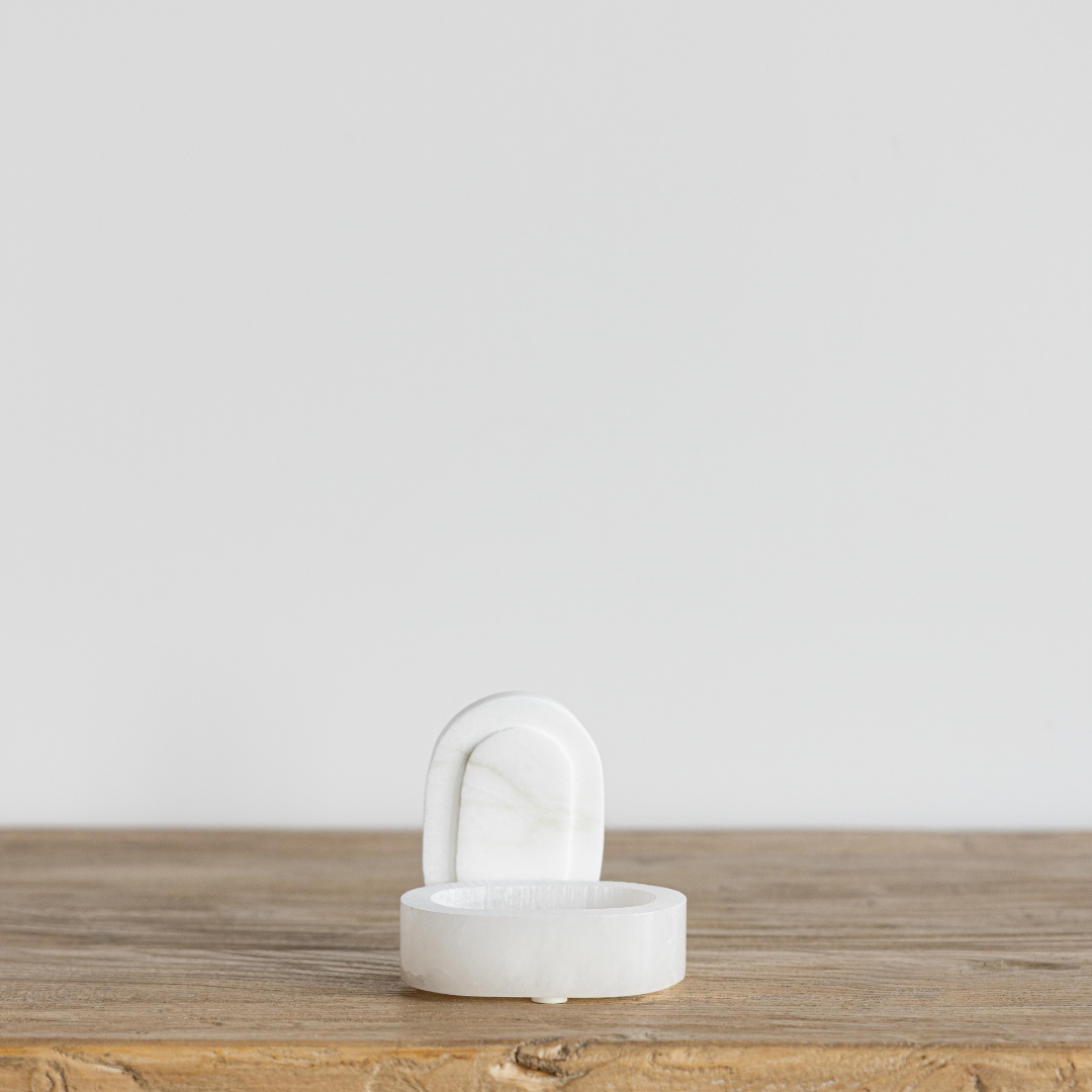 Oval Alabaster Lidded Dish | By Luxe B Co.
