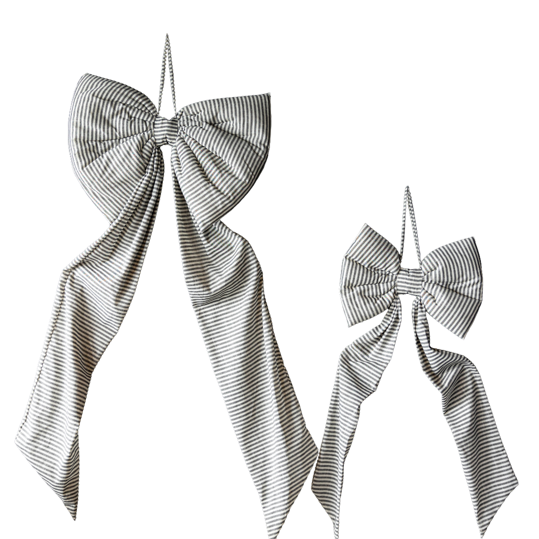 Oversized Baby Blue Striped Bow | By Luxe B Co.