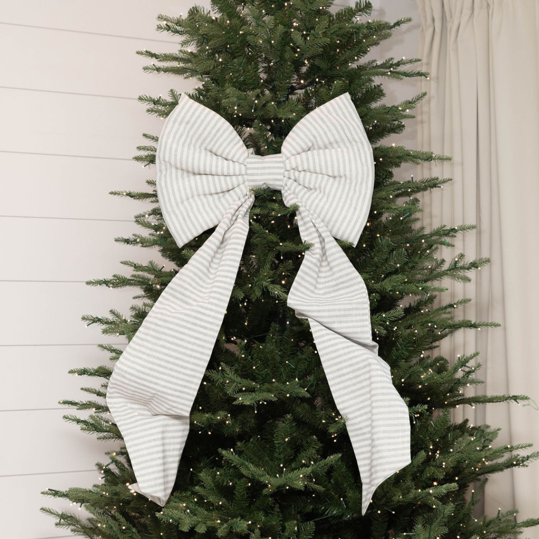 Oversized Baby Blue Striped Bow | By Luxe B Co.