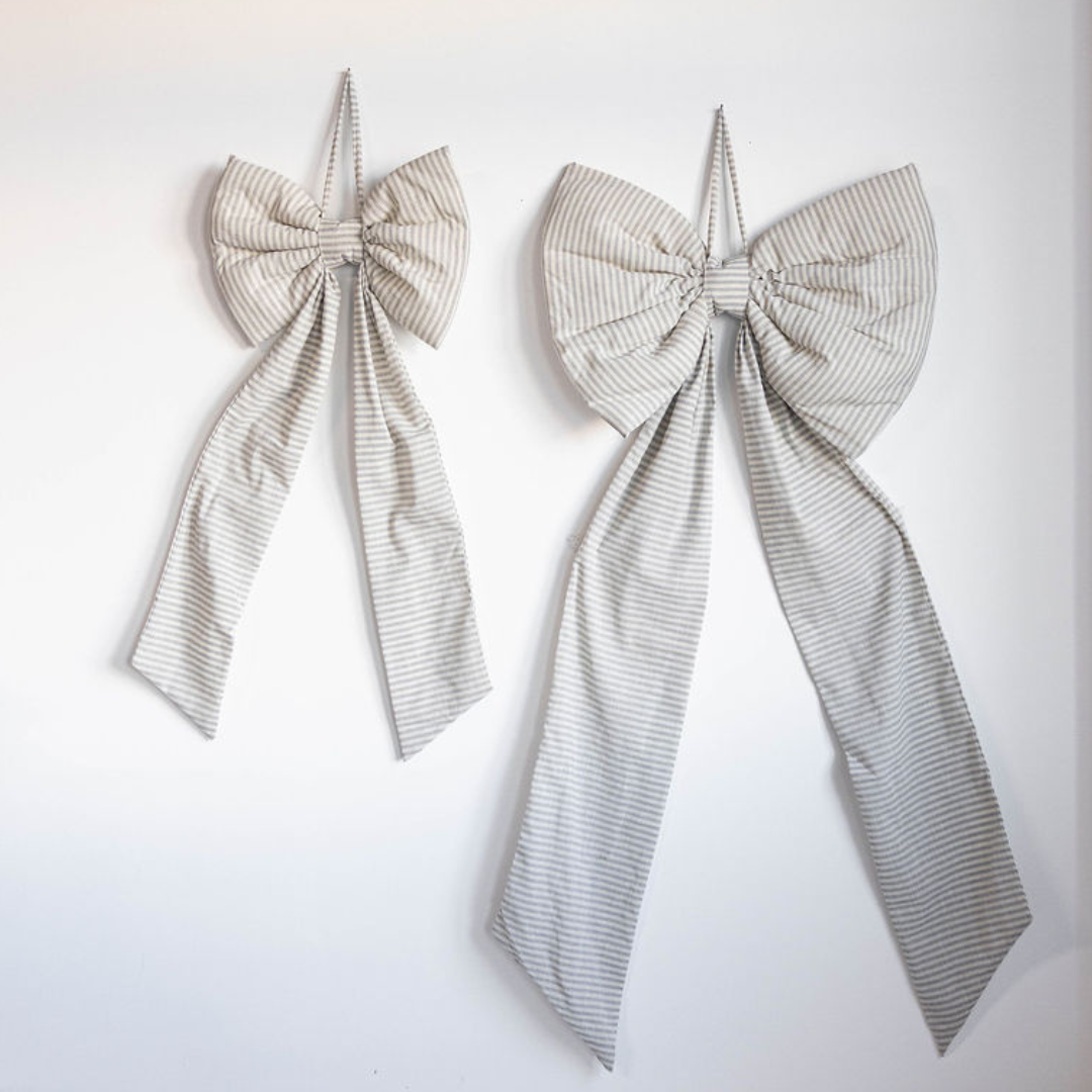 Oversized Baby Blue Striped Bow | By Luxe B Co.