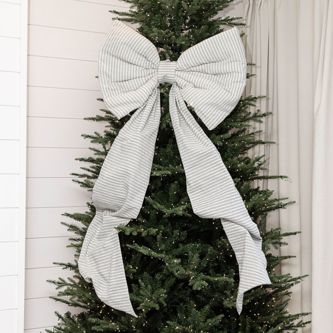 Oversized Baby Blue Striped Bow | By Luxe B Co.