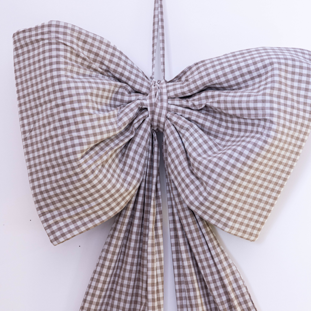 Oversized Beige Gingham Bow | By Luxe B Co.