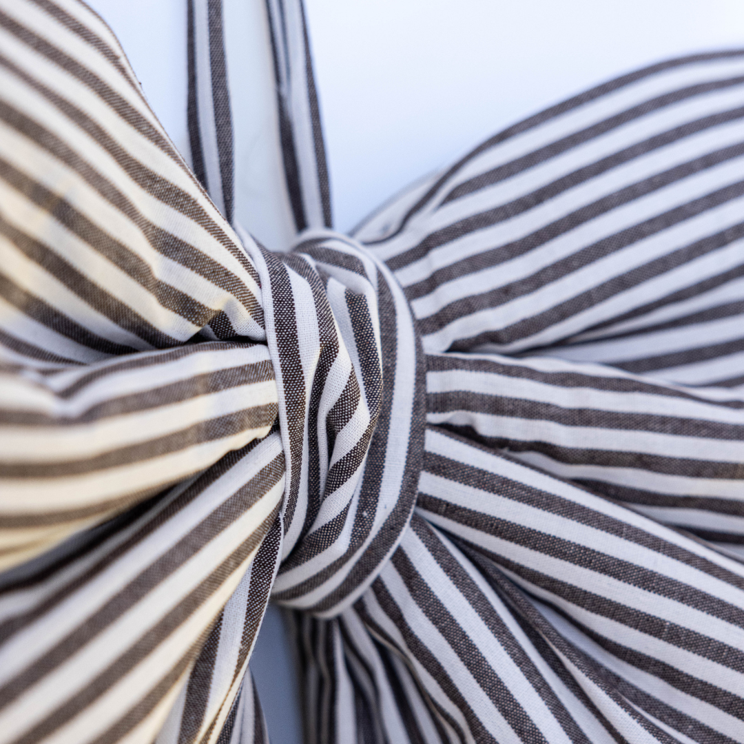 Oversized Brown Striped Fabric Bow | By Luxe B Co.