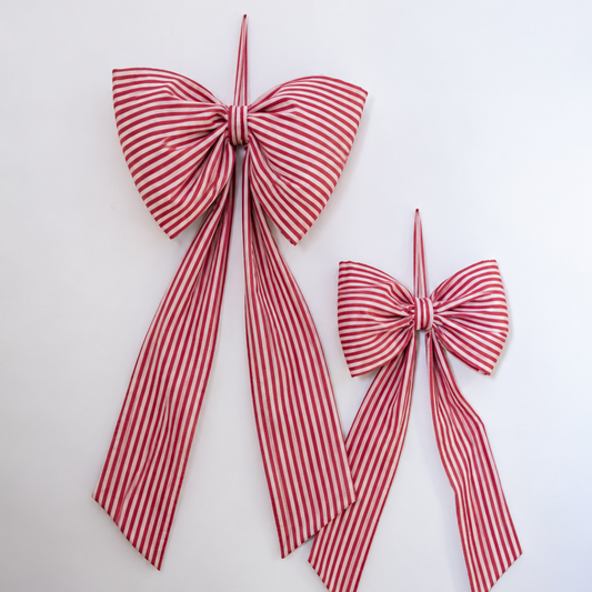 Oversized Candy Cane Red Fabric Bow | Luxe B Co.