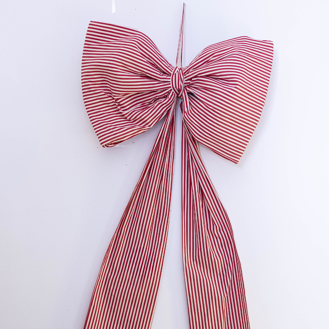 Oversized Candy Cane Red Fabric Bow | Luxe B Co.