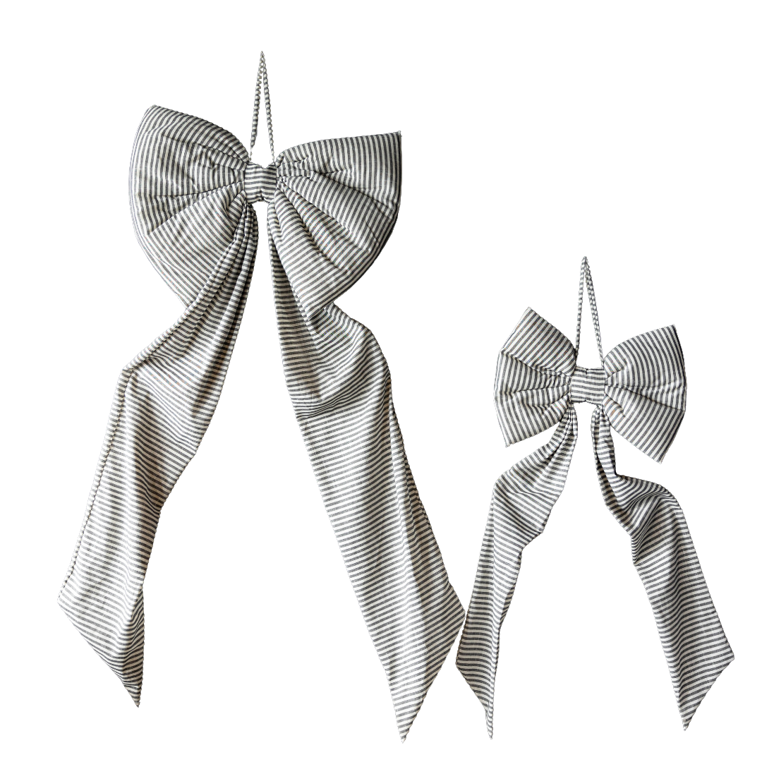 Oversized Charcoal Striped Bow | By Luxe B Co.