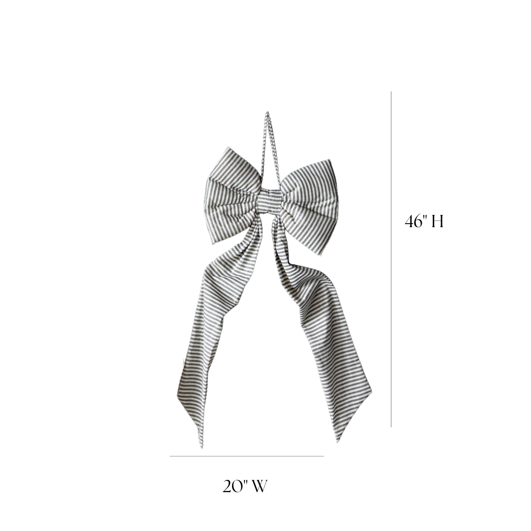Oversized Charcoal Striped Bow | By Luxe B Co.
