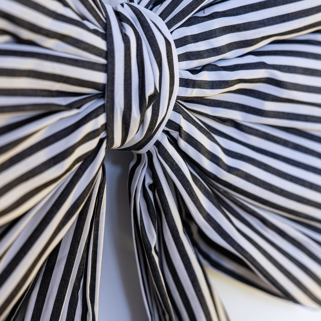 Oversized Classic Charcoal Stripes Fabric Bow | Luxe B Co.