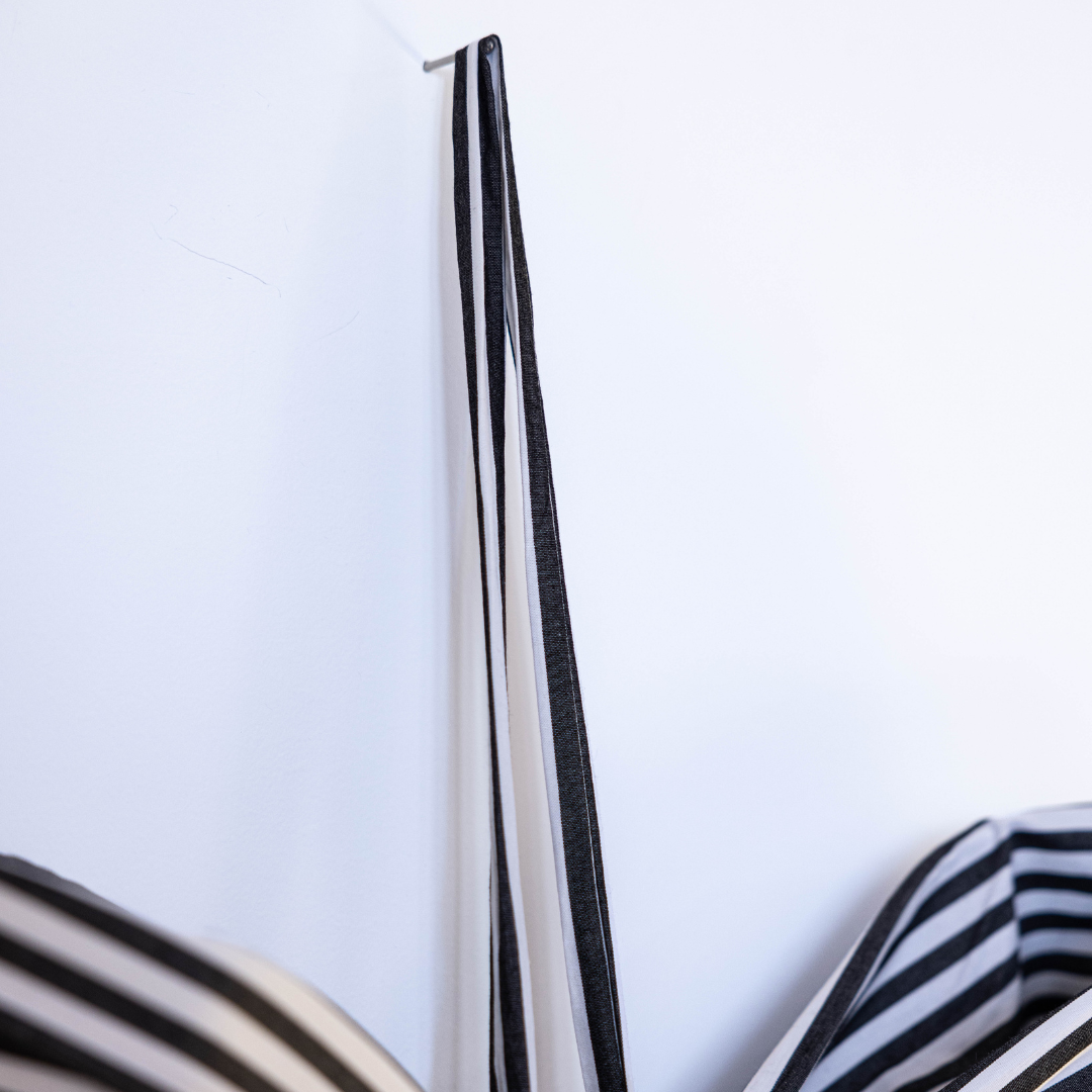 Oversized Classic Charcoal Stripes Fabric Bow | Luxe B Co.