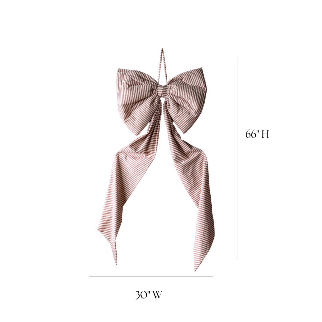 Oversized Cranberry Red Striped Bow | By Luxe B Co.