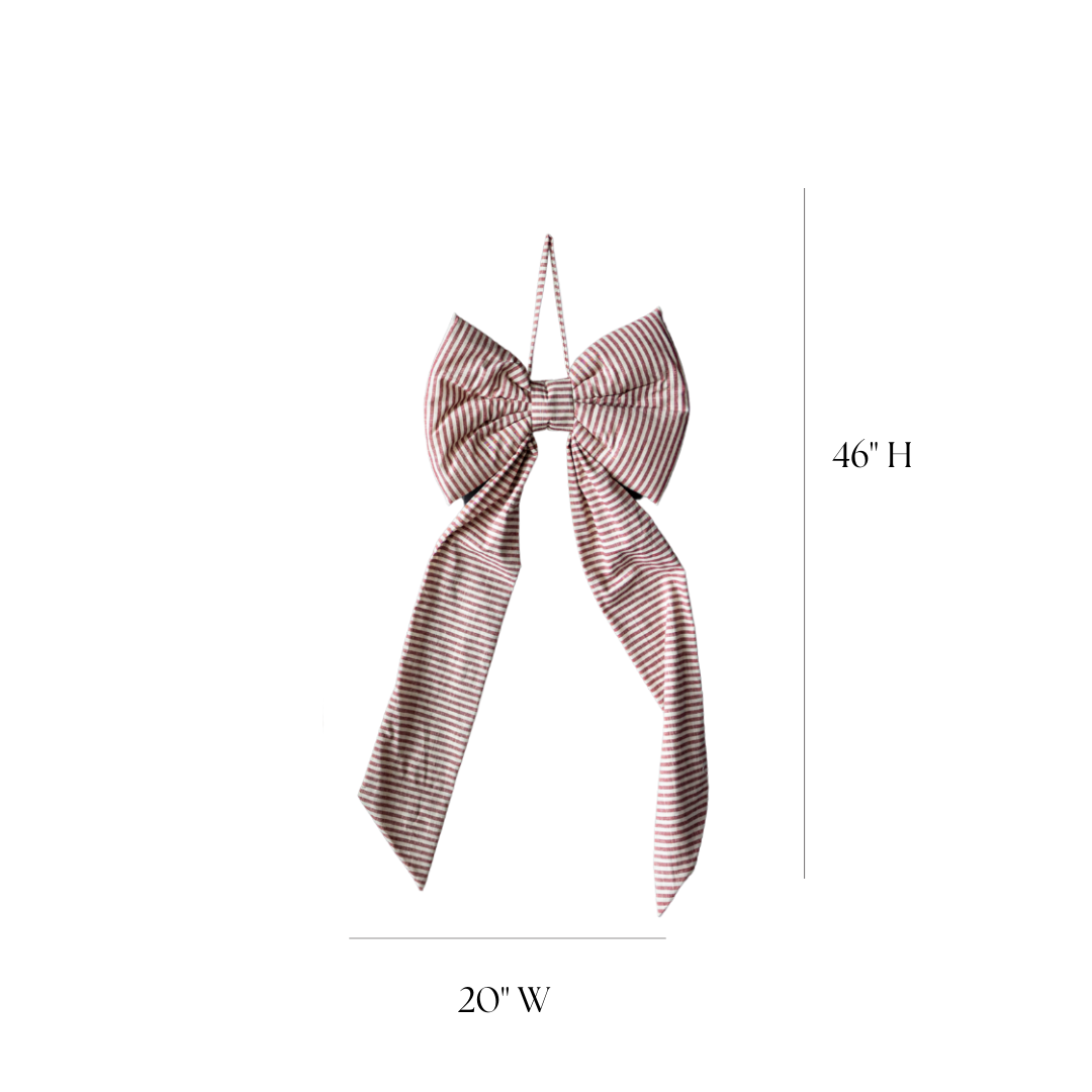 Oversized Cranberry Red Striped Bow | By Luxe B Co.