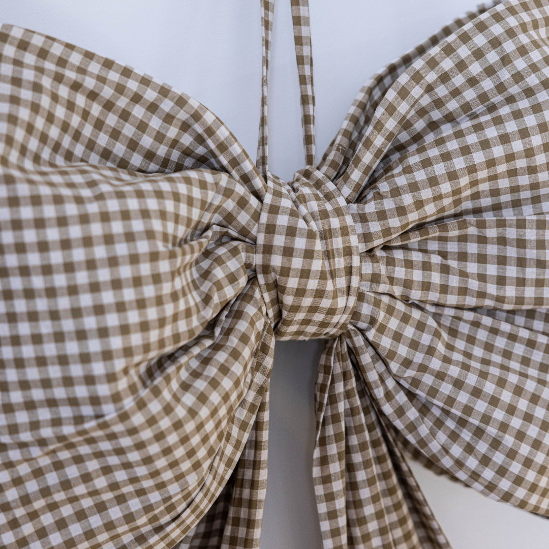 Oversized Gingham Green Fabric Bow | Luxe B Co.