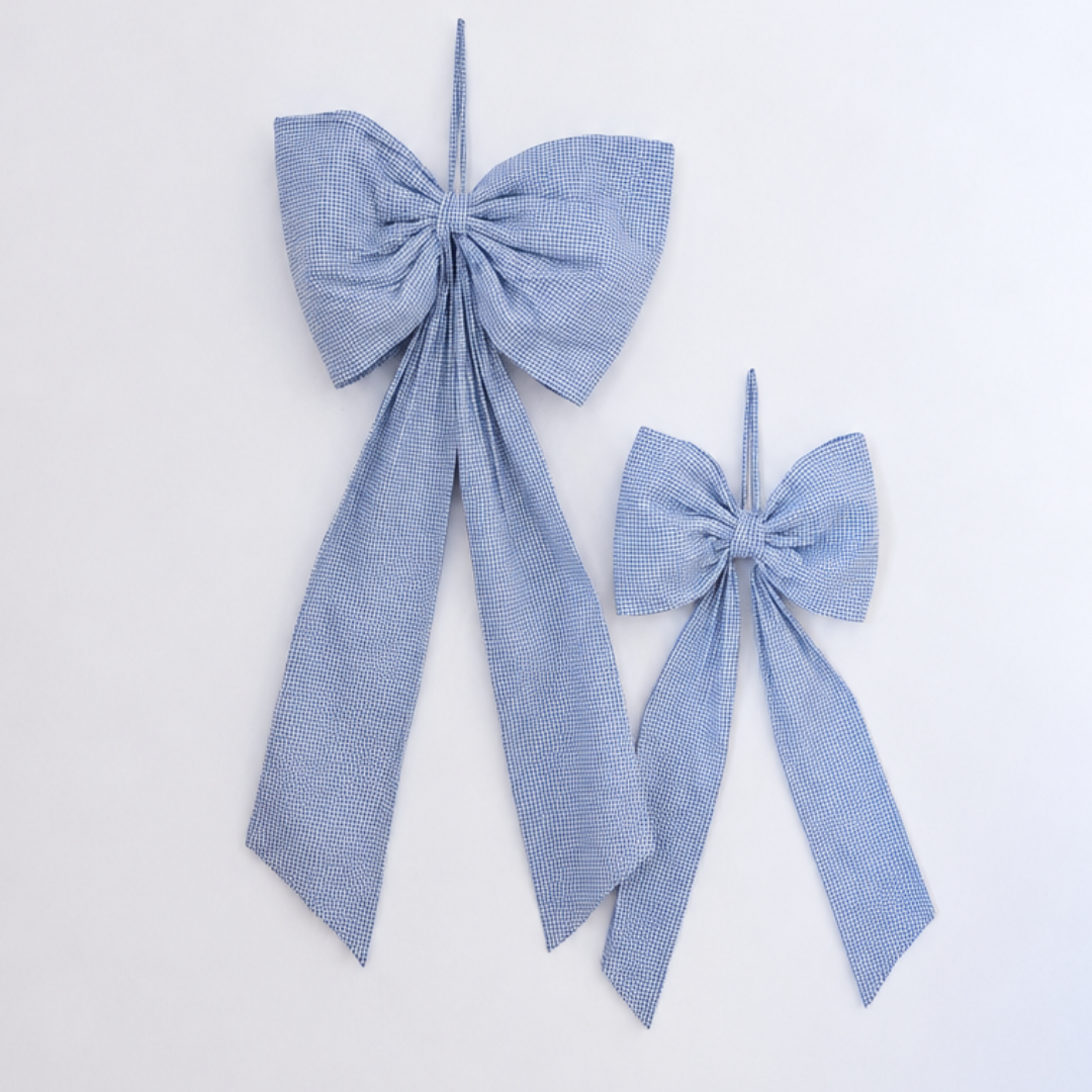 Oversized Small Blue Gingham Bow | By Luxe B Co.