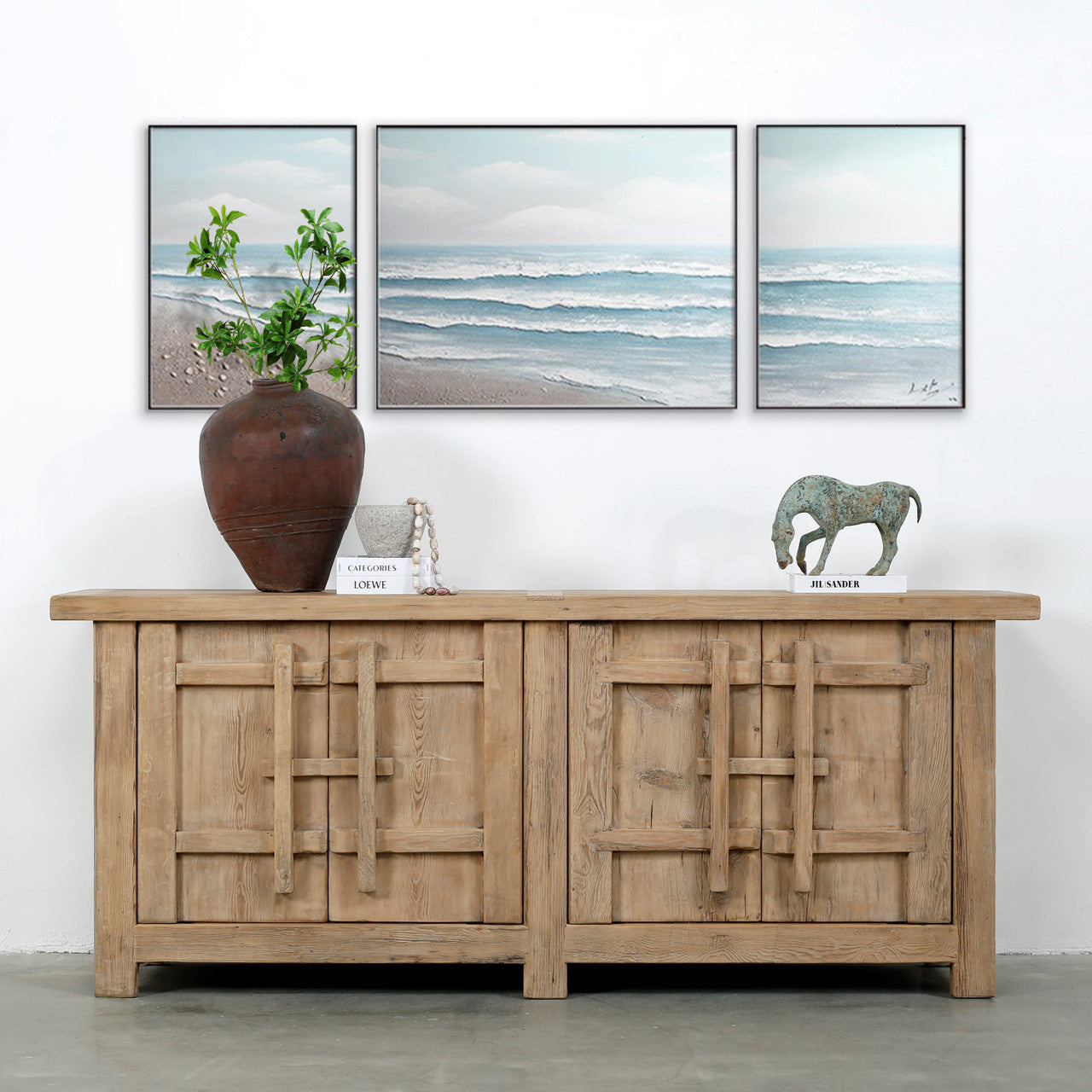 Palm Desert Reclaimed Natural Elm Wood Four-Door Console | By Luxe B Co.