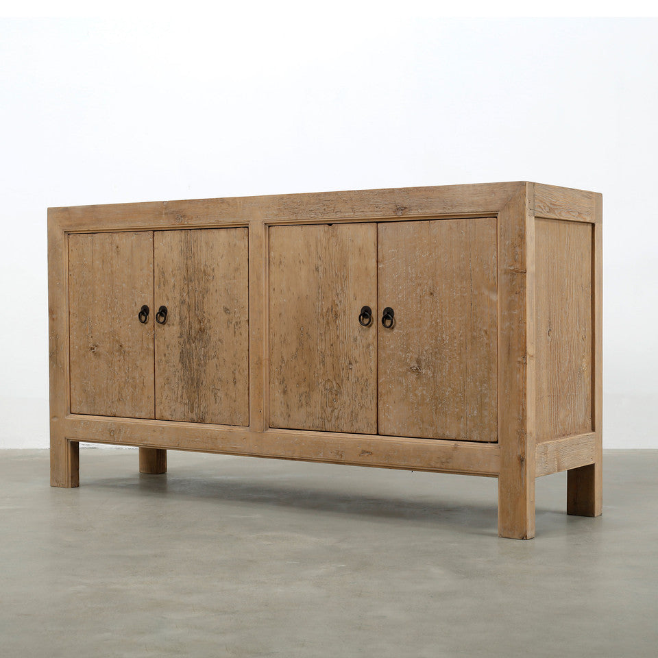 Paso Robles Reclaimed Elm Wood Four Door Entertainment Console | By Luxe B Co.