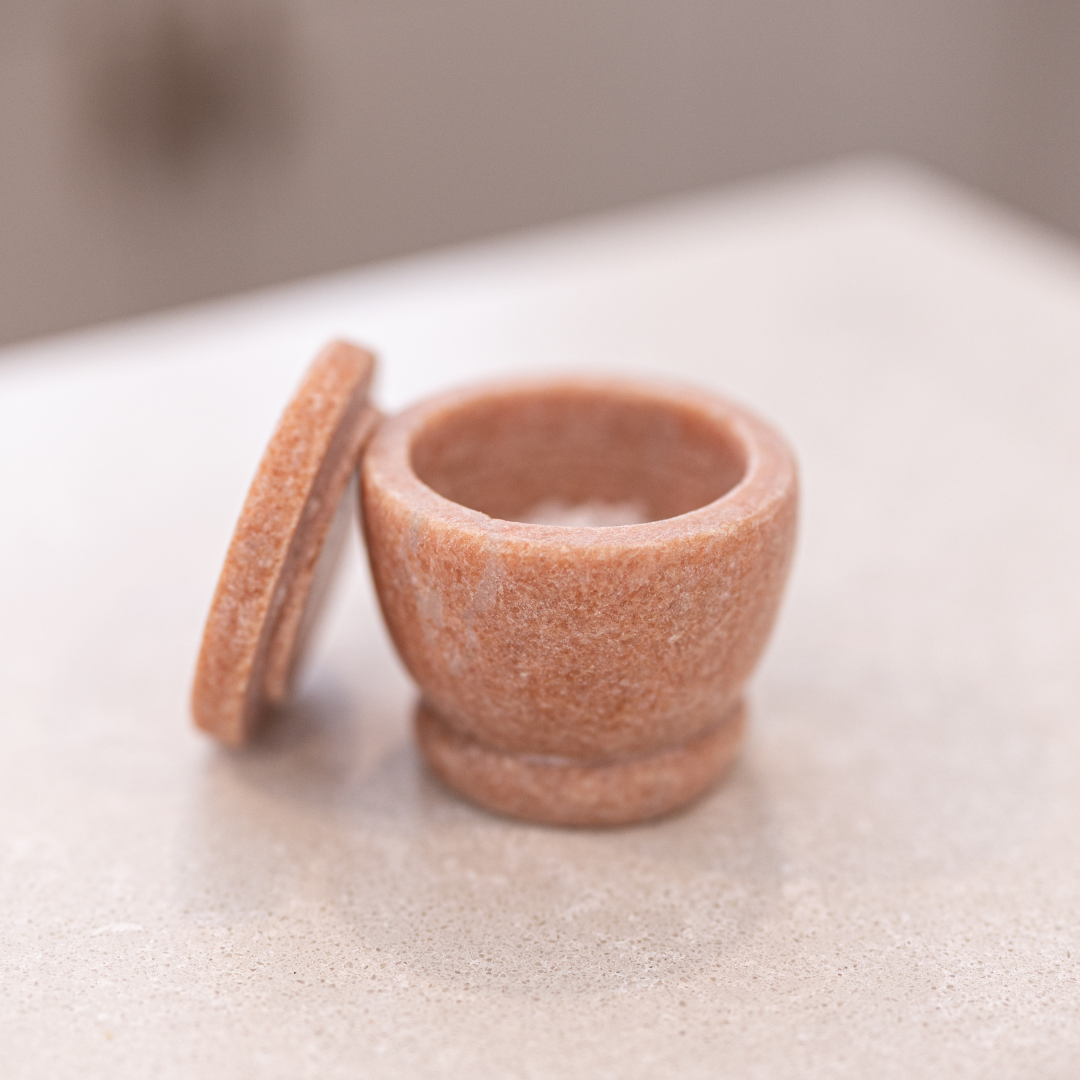 Pink Marble Lidded Salt Cellar By Luxe B Co.