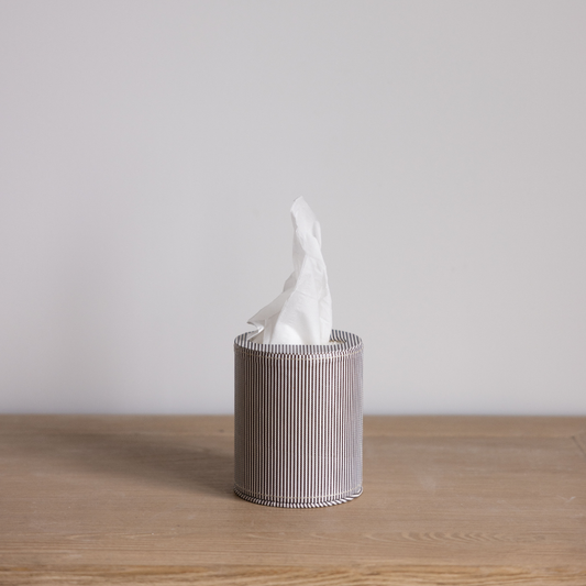 Brown & White Pinstripe Tissue Holder | By Luxe B Co. 