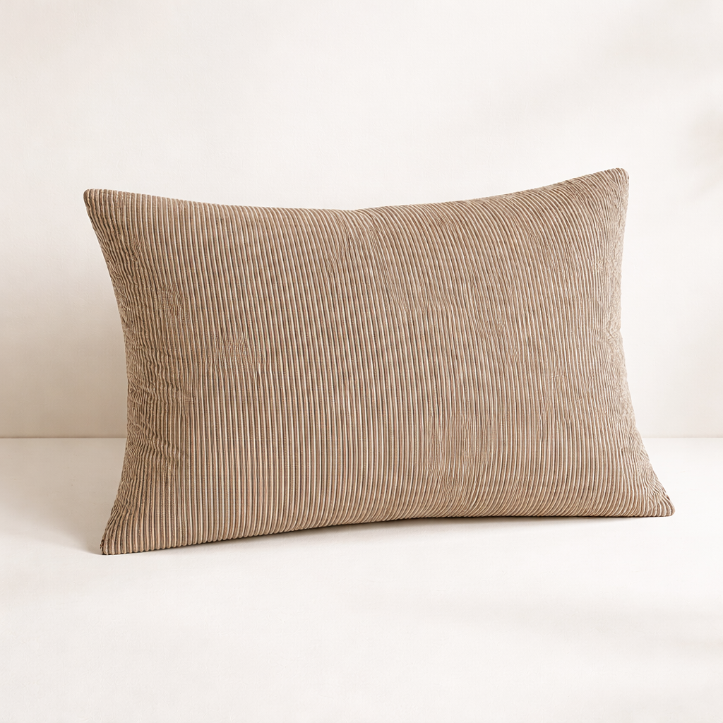 Pinstriped Brown Striped Quilted Pillow Sham | By Luxe B Co. 