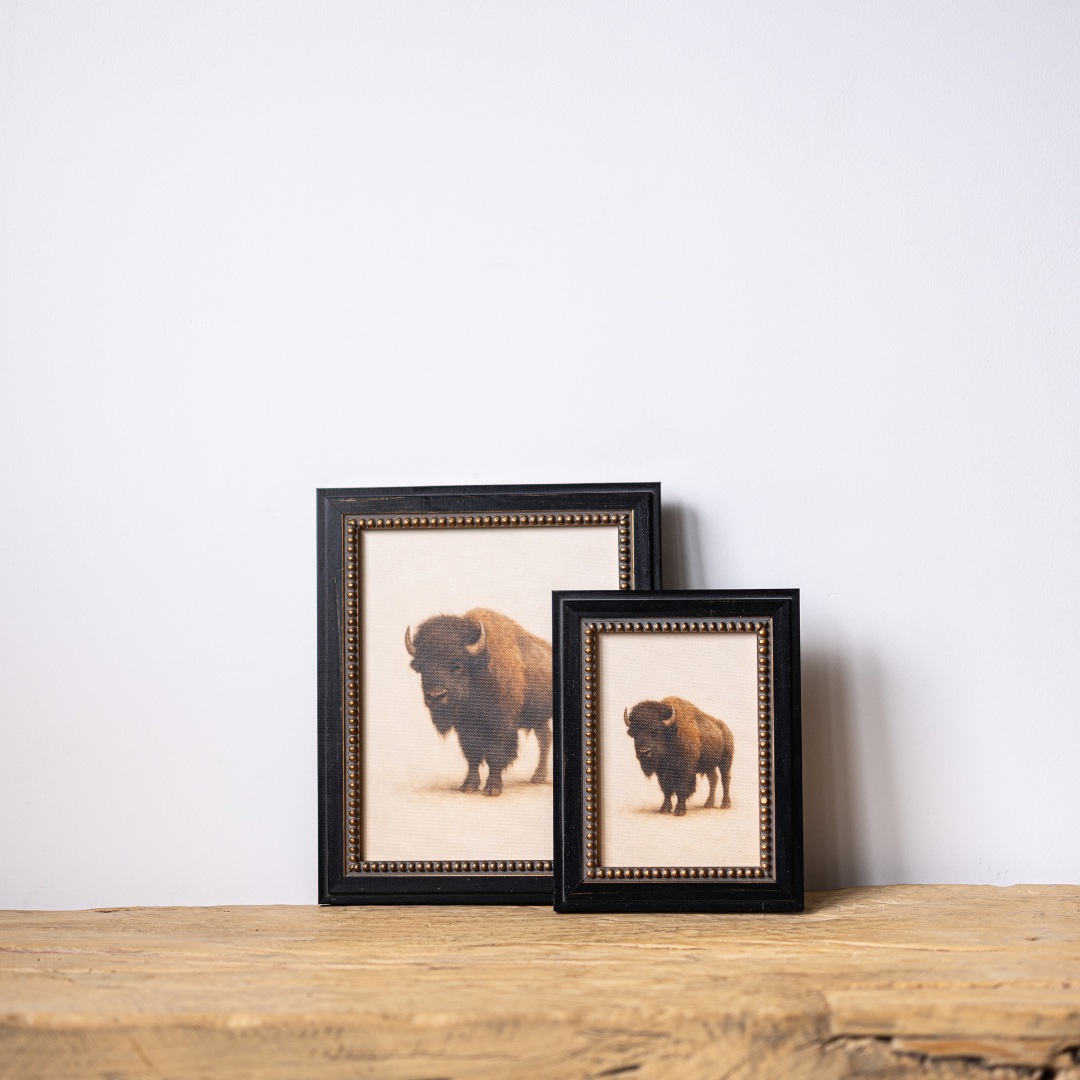 Plains Bison | French Beaded Brass Inspired Framed Art By Luxe B Co. 
