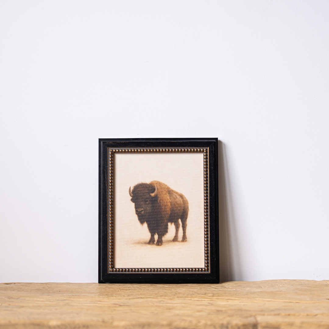 Plains Bison | French Beaded Brass Inspired Framed Art By Luxe B Co. 