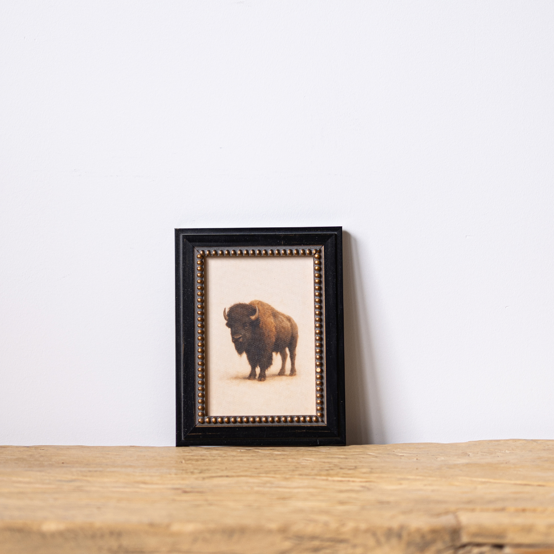 Plains Bison | French Beaded Brass Inspired Framed Art By Luxe B Co. 