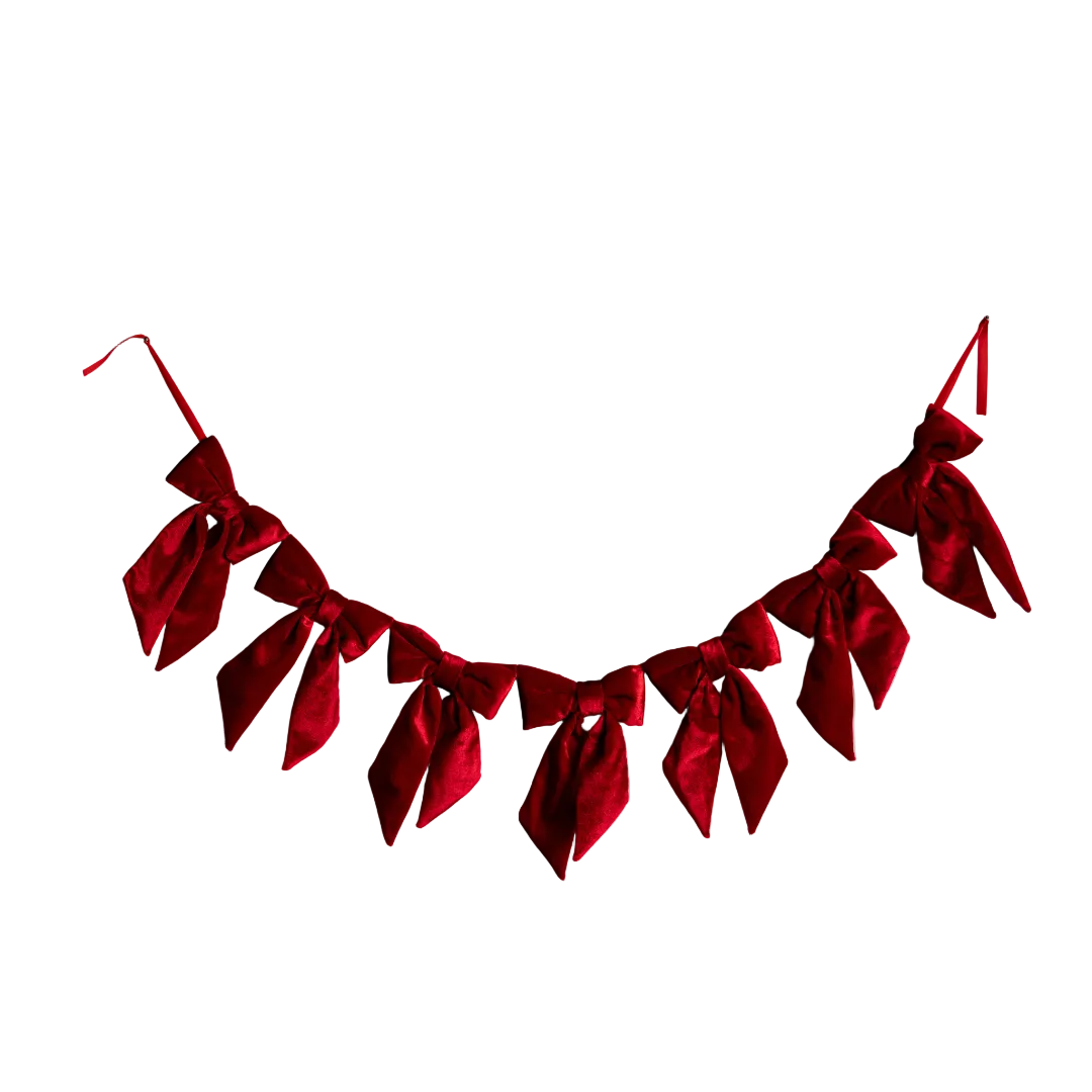 Ralph Red Velvet Fabric Bow Garland By Luxe B Co. 