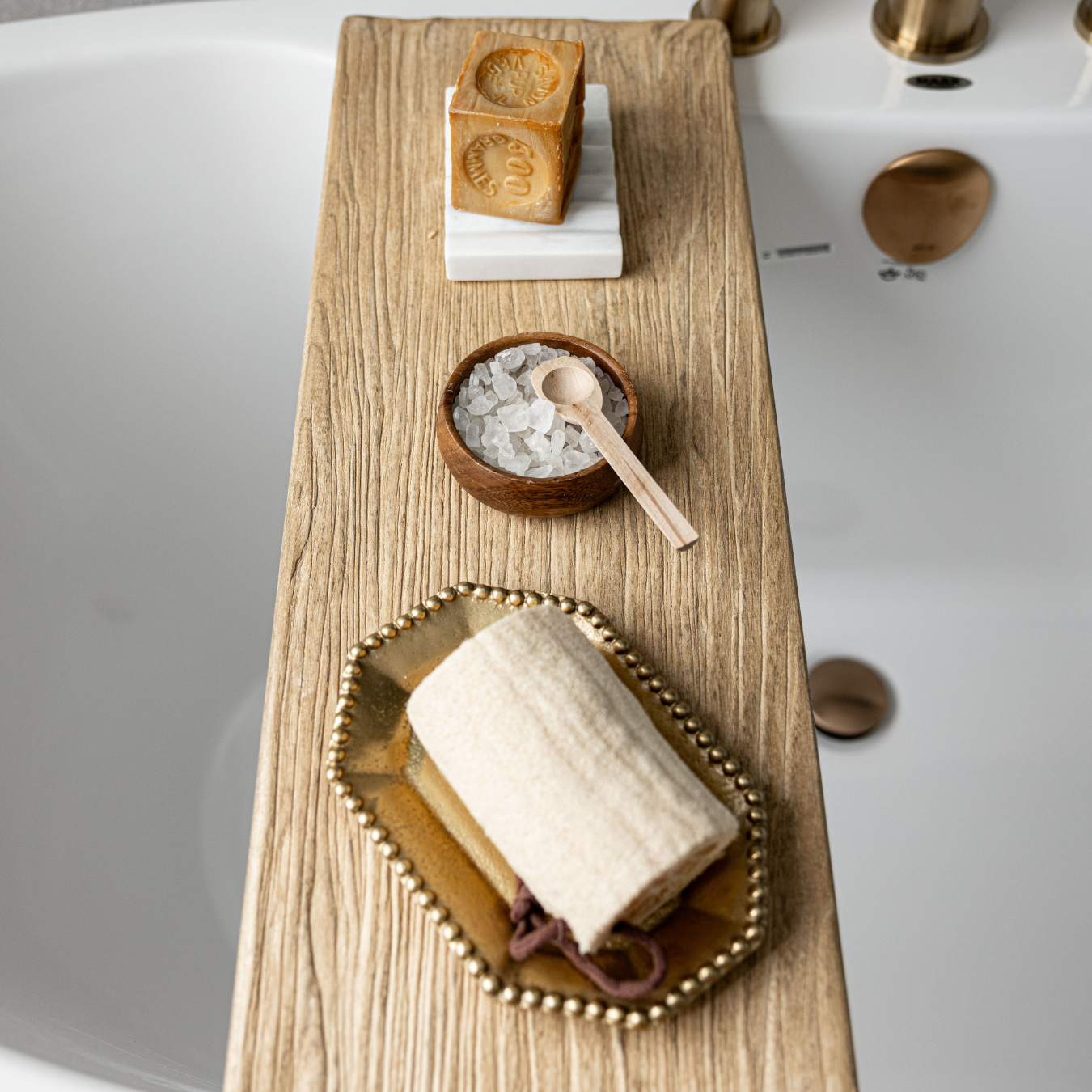 Reclaimed Elm Wood Bathtub Tray | By Luxe B Co.