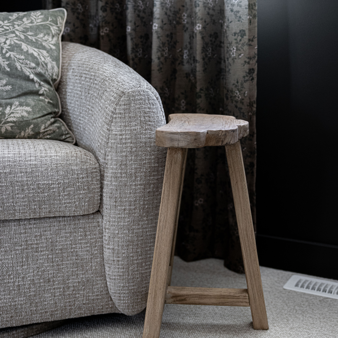 Reclaimed Elm Wood Scallop Stool | By Luxe B Co.