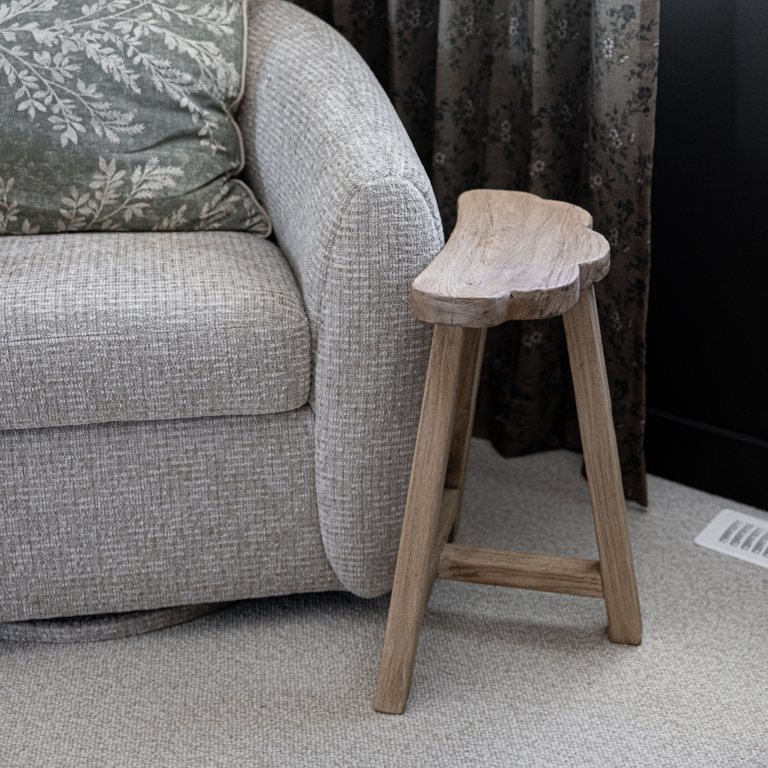Reclaimed Elm Wood Scallop Stool | By Luxe B Co.