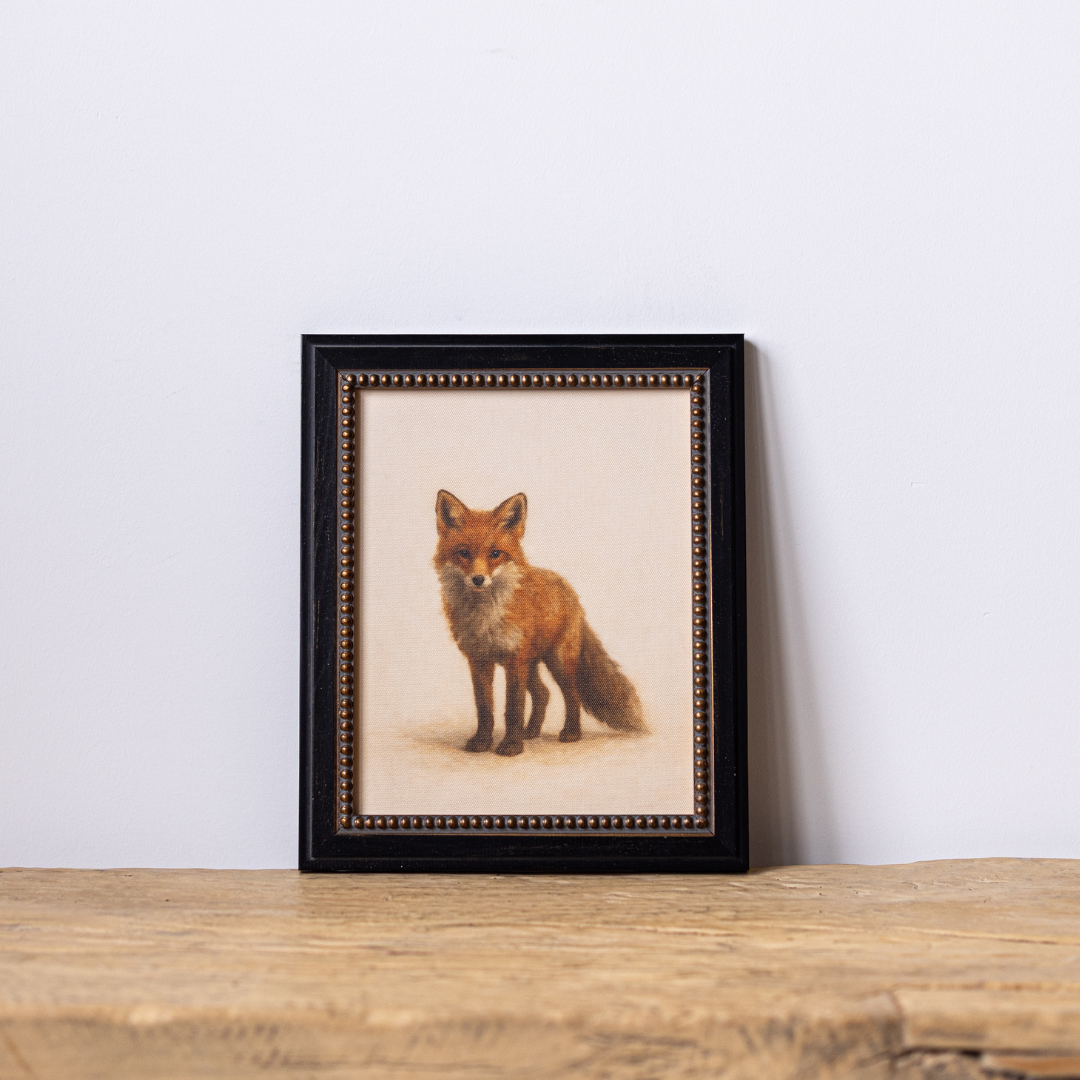 Red Fox | French Beaded Brass Inspired Framed Art By Luxe B Co. 