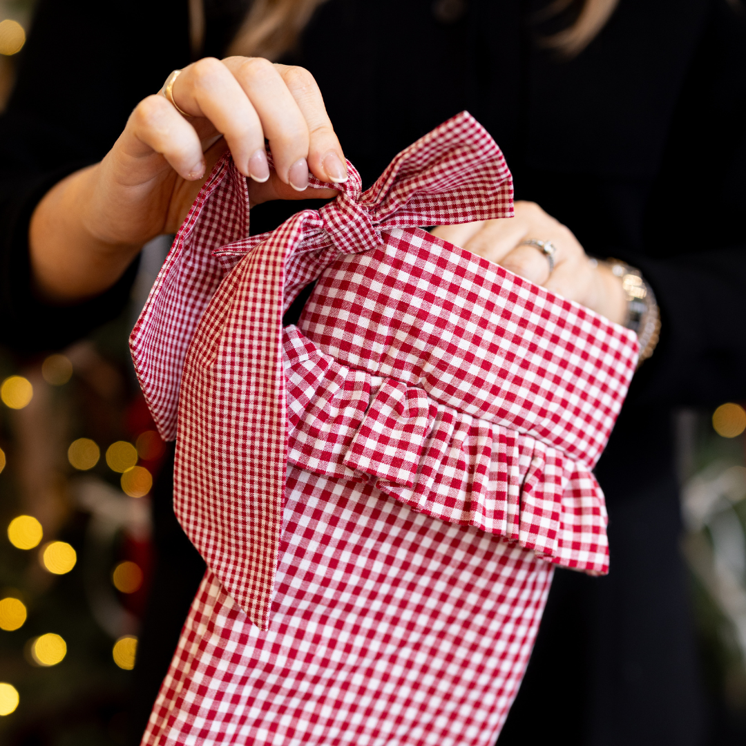 Red Gingham Bow Holiday Stocking By Luxe B Co.