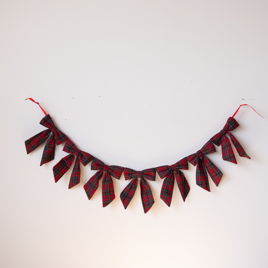 Red Plaid Fabric Bow Garland | By Luxe B Co.