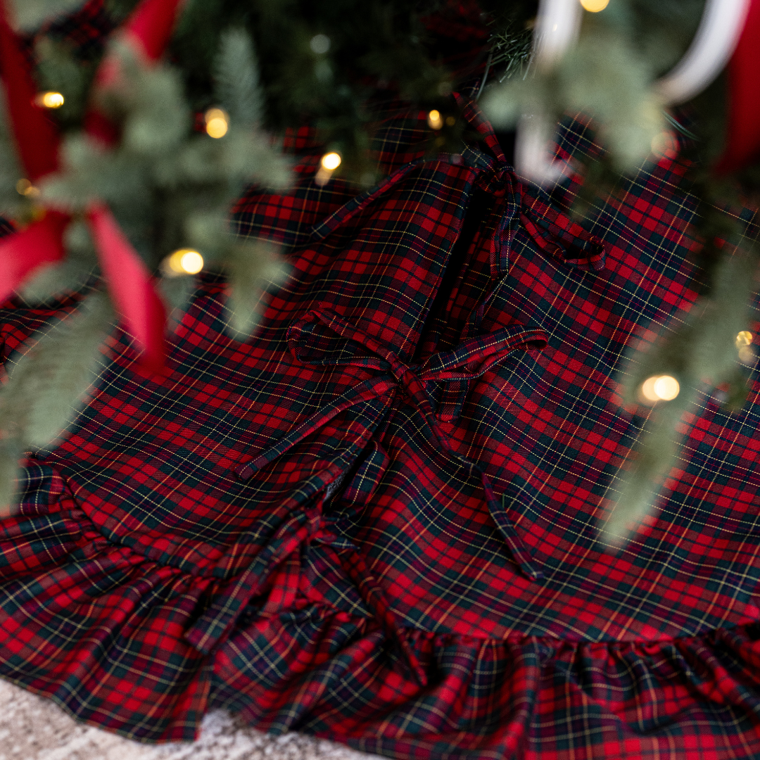 Red Plaid Ruffle Tree Skirt By Luxe B Co. 